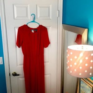 BCBG Maxazria size small red jumpsuit open back